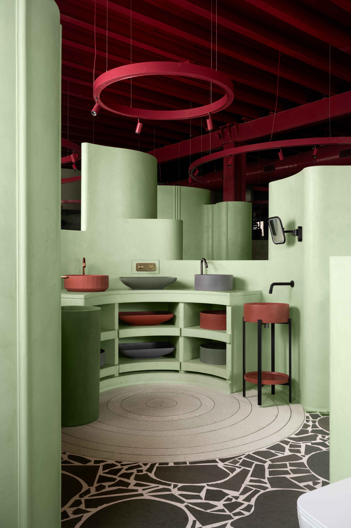 lime-green engulfs museLAB's curving display systems at sorbet showroom in mumbai