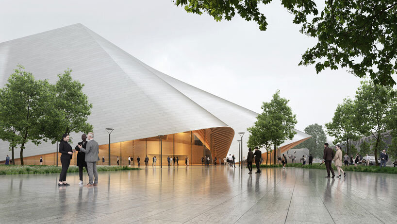 bjarke ingels group drapes undulating roof over opera and ballet theater of kosovo