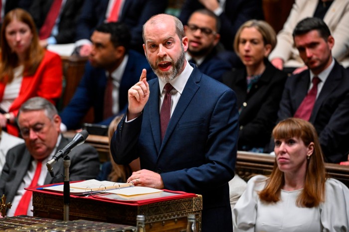Jonathan Reynolds speaking during a special session on British Steel in the Commons on Saturday