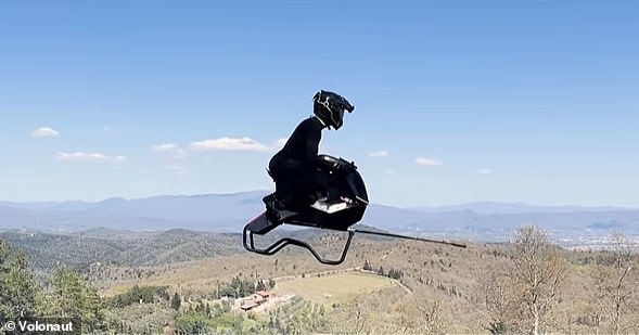 Incredible videos show someone sitting on the device as it appears to effortlessly glide through the air