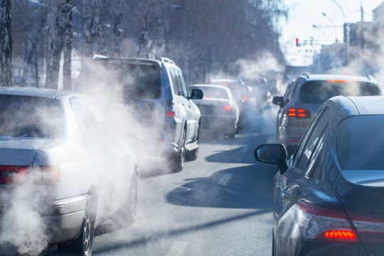 Pollution from cars in traffic