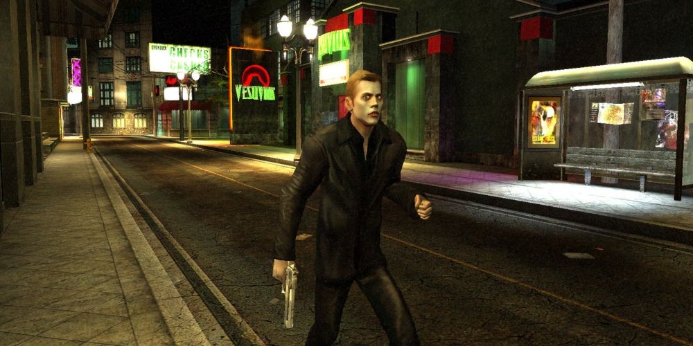 A vampire walking the streets in Vampire the Masquerade: Bloodlines