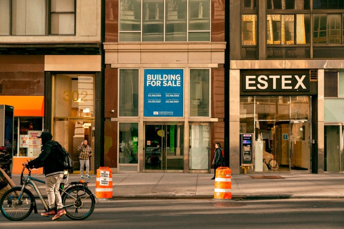 An empty store in Midtown, where local businesses have been devastated by the lack of commuters, leading to vacant buildings and other signs of decay