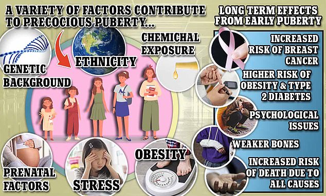 Doctors have not been able to identify a single or even a handful of causes for precocious puberty, though experts told DailyMail.com that some underlying factors include obesity, stress, and genetics