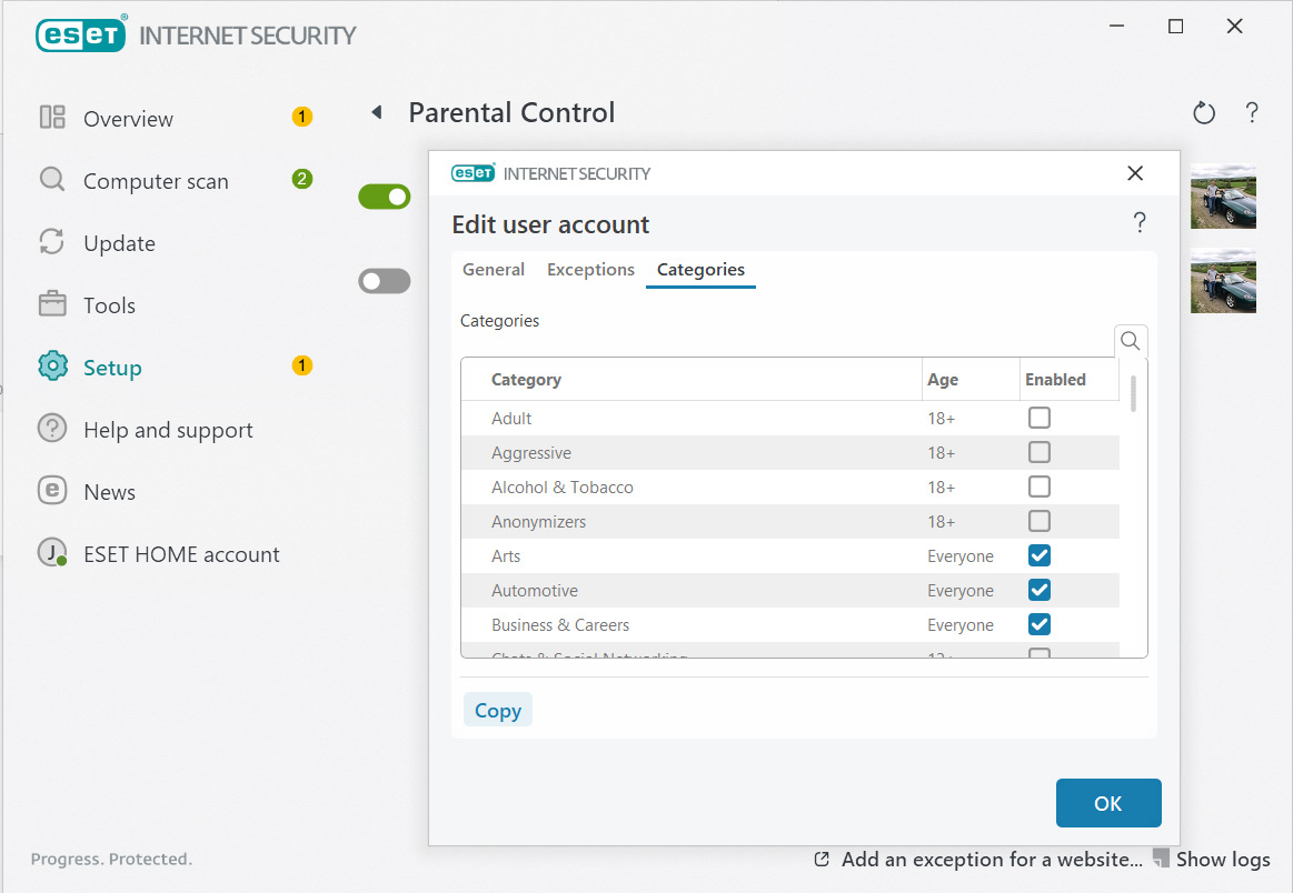 ESET Internet Security review - Parental controls