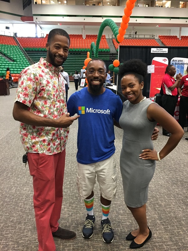 Moore with Microsoft hires Gregory Flowers and Sebrenia Coleman when they were students in fall 2017