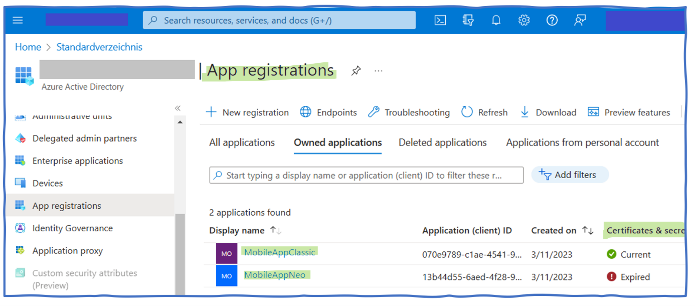  Application registration for creating service principals