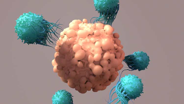 T-Cells Work to Fight Cancer, Immunotherapy, CAR T-cell therapy, 3d renderin