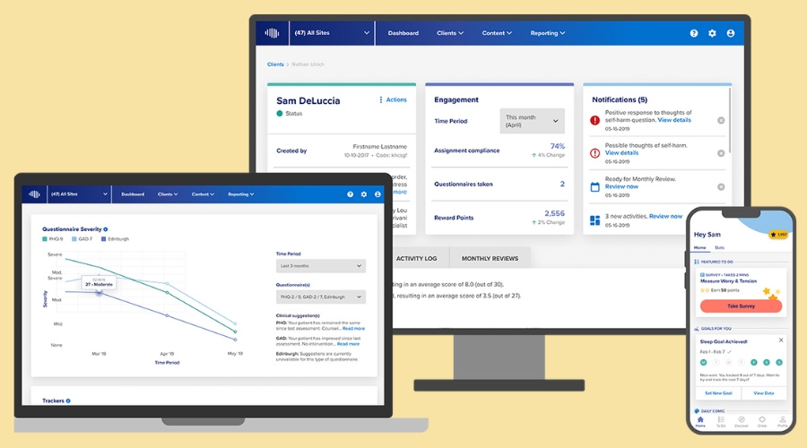 NeuroFlow platform on different screens