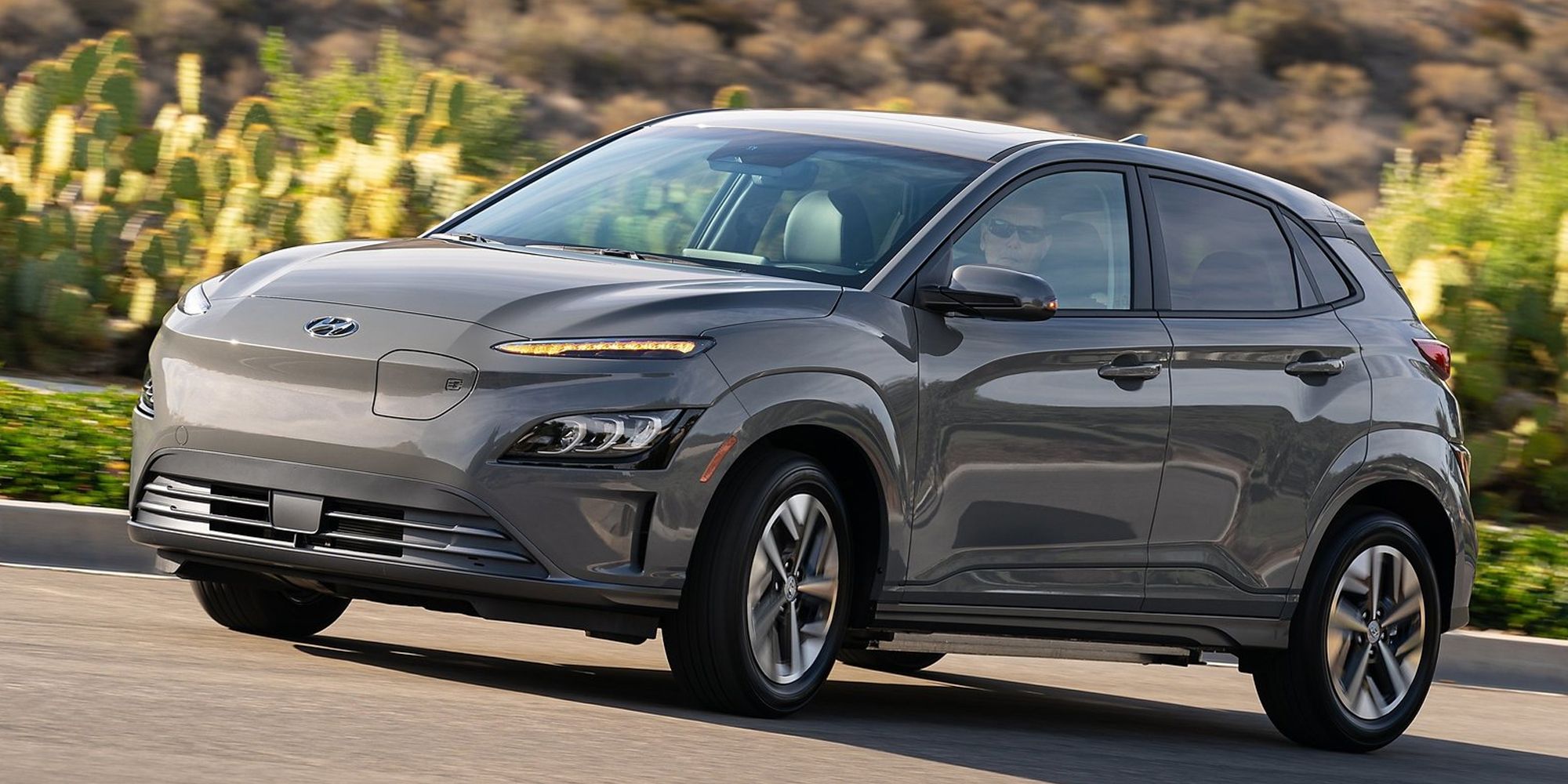 Hyundai Kona Electric Front Quarter Driving