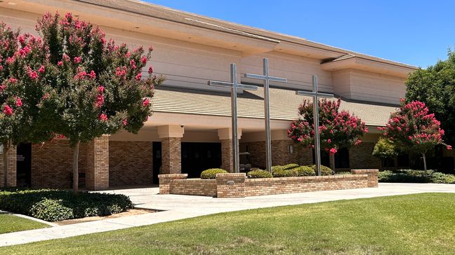 Crucifixes in front of sanctuary (KBAK/FOX58){p}{/p}