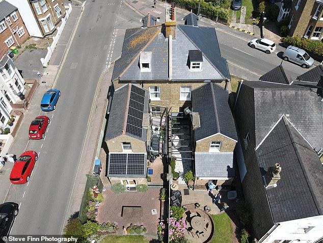 Pictured, the home of Fiona and Chris Punter who had solar panels installed back in 2016