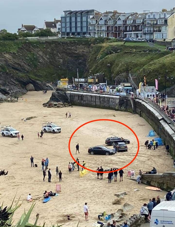 Three cars drove onto Towan Beach, Newquay, despite car parks being nearby