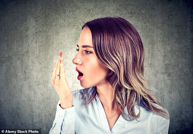 Simply eating some natural yoghurt could help get rid of the stink of garlic on your breath, scientists say (Stock Image)