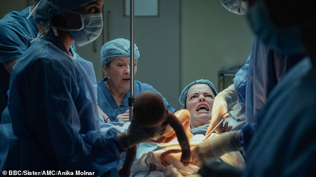 Clamping in childbirth is where the umbilical cord between the mother and child is clamped before being tied and cut. Pictured: This Is Going To Hurt