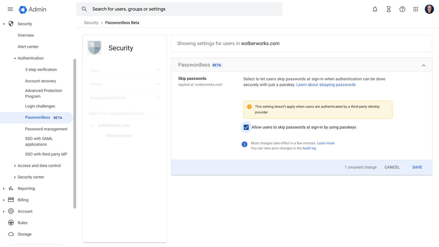 Workspace Skip Passwords