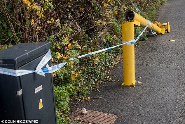 Photos of the felled camera shows its pole sliced almost in half, likely with an angle grinder