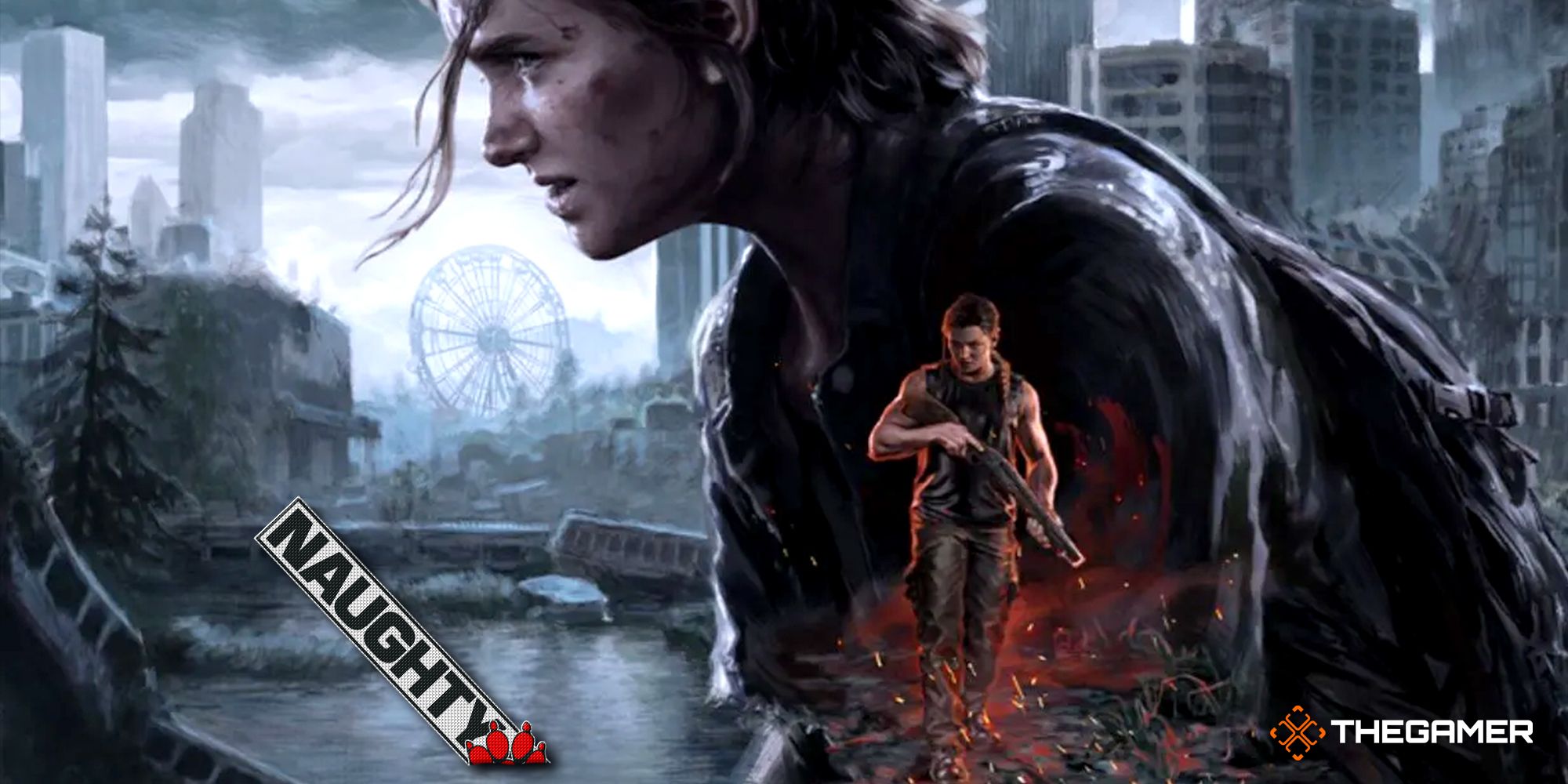 The Last Of Us Part 2 Remaster cover with Naughty Dog logo sinking