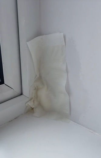 The footage shows mould on a wall next to a window