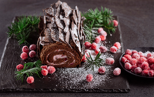 A chocolate yule log. 