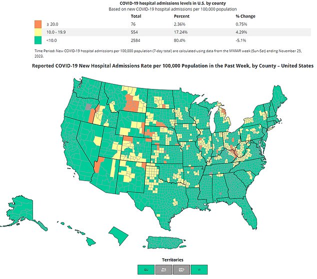 The CDC says masks are recommended in areas that are colored yellow or orange in the above map