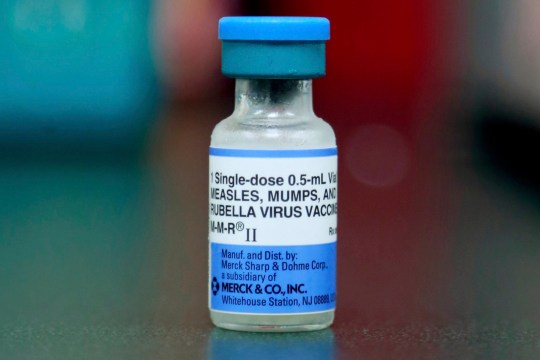 FILE - A vial of a measles, mumps and rubella vaccine is seen in Mount Vernon, Ohio, Friday, May 17, 2019. The World Health Organization and the U.S. Centers for Disease Control and Prevention said Thursday, Nov. 16, 2023 that measles deaths globally spiked by more than 40% last year. The number of cases also rose by nearly 20% after immunization levels dropped to their lowest in 15 years during the COVID pandemic. (AP Photo/Paul Vernon, File)