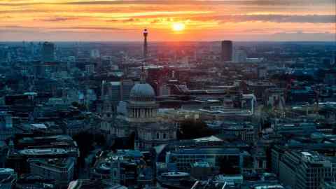 Sunset over the City of London