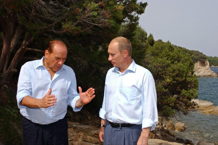 Silvio Berlusconi at Villa Certosa with Russian president Vladimir Putin