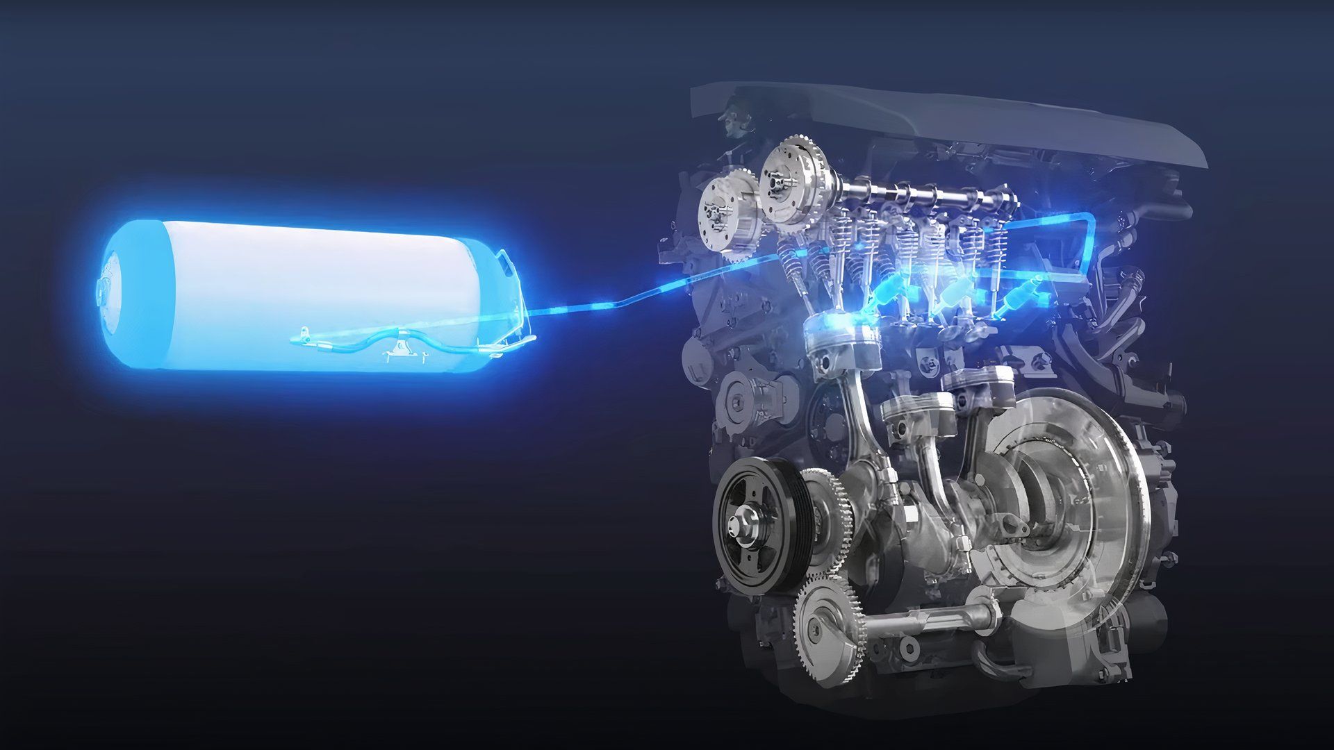 Still of hydrogen engine, motor and glowing cell