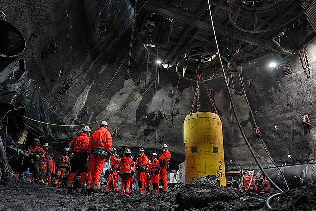 In a hole: The North York Moors (top) and deep underground in the Woodsmith mine (above)