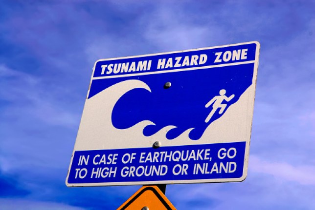 Tsunami Hazard Zone highway sign