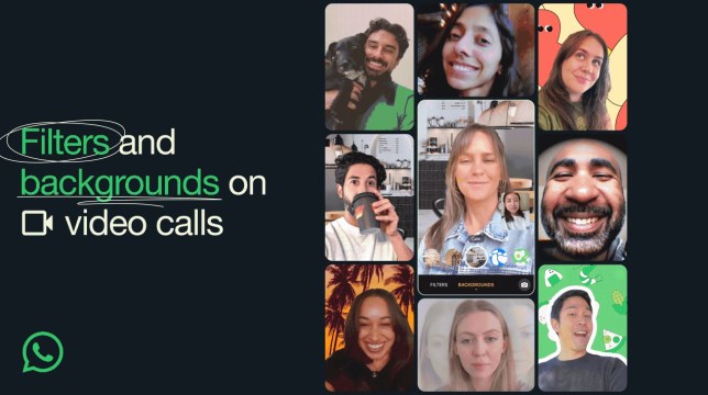 WhatsApp faces using the new backgrounds and filters.