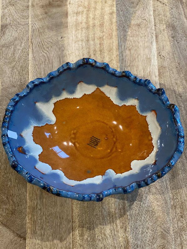 Mellem håndlavet keramikskål i blå
