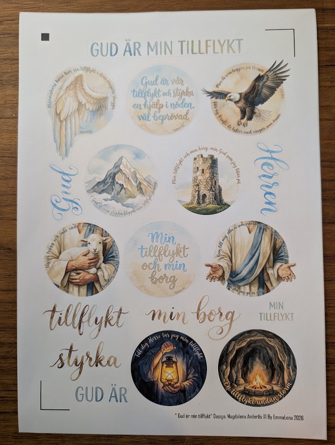 56. Gud är min tillflykt Stickersark