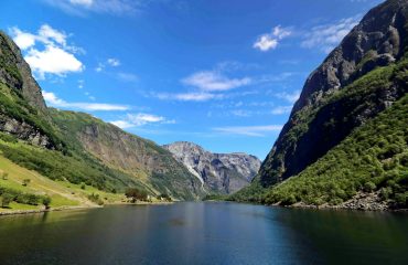 body of water in the middle of mountains