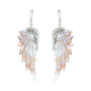 Opal Wonder Angel Wings - mother of pearl angel wings earrings