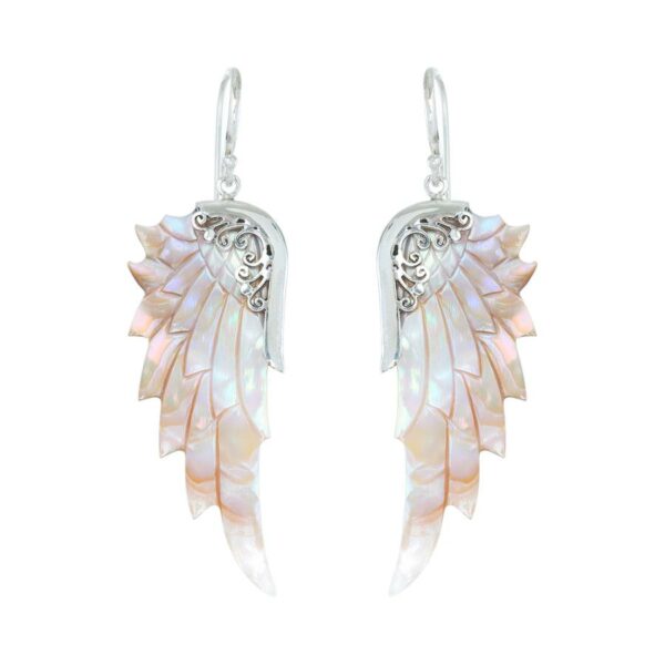 Opal Wonder Angel Wings - mother of pearl angel wings earrings