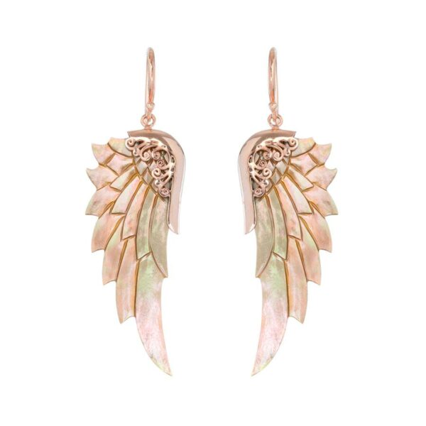 Rainbow mother of pearl angel wings earrings