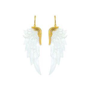 Large Angel Wings Earrings In mother of pearl and 24 carat gold