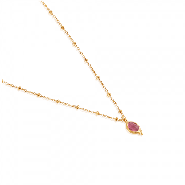 22 carat gold plated necklace with pink Tourmaline - Ananda Soul jewellery at byTrampenau