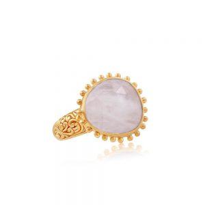 Moonstone in 22 carat gold plated ring - Ananda Soul at byTrampenau
