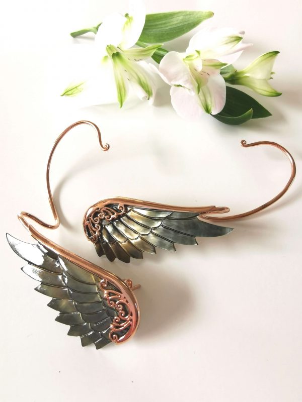 Lalimalu angel earrings of Abelone shell and rose gold