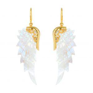 Angel wing earrings in Abelone shell and gold