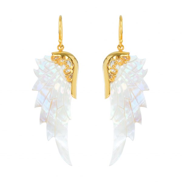 Angel wing earrings in Abelone shell and gold