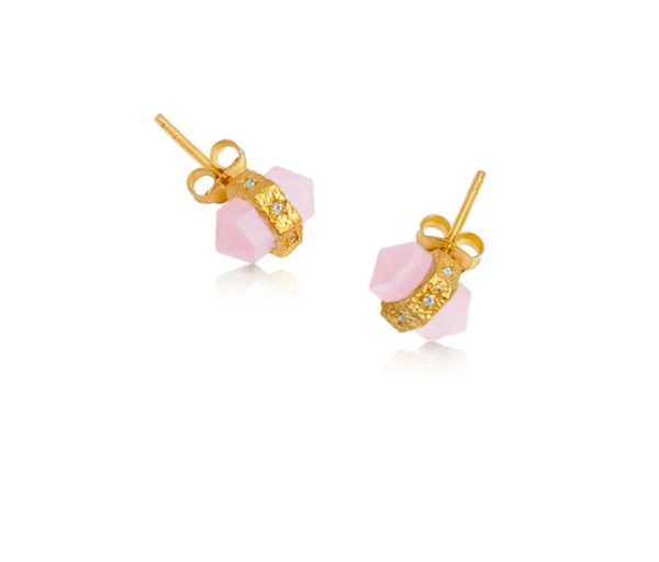 Rose Quartz Gold Earrings from Ananda Soul