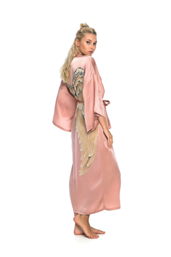 Silk bathrobe with angel wings