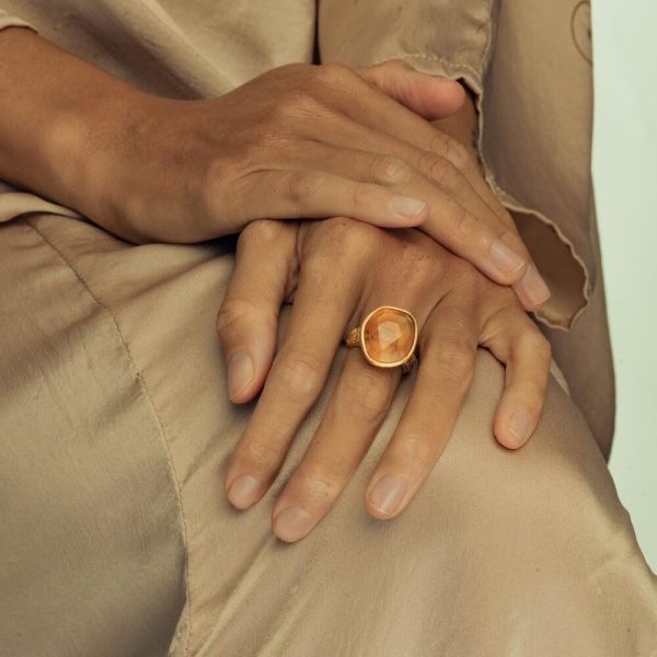 Krystal ring med citrin - bæredygtige smykker fra Ananda Soul hos byTrampenau