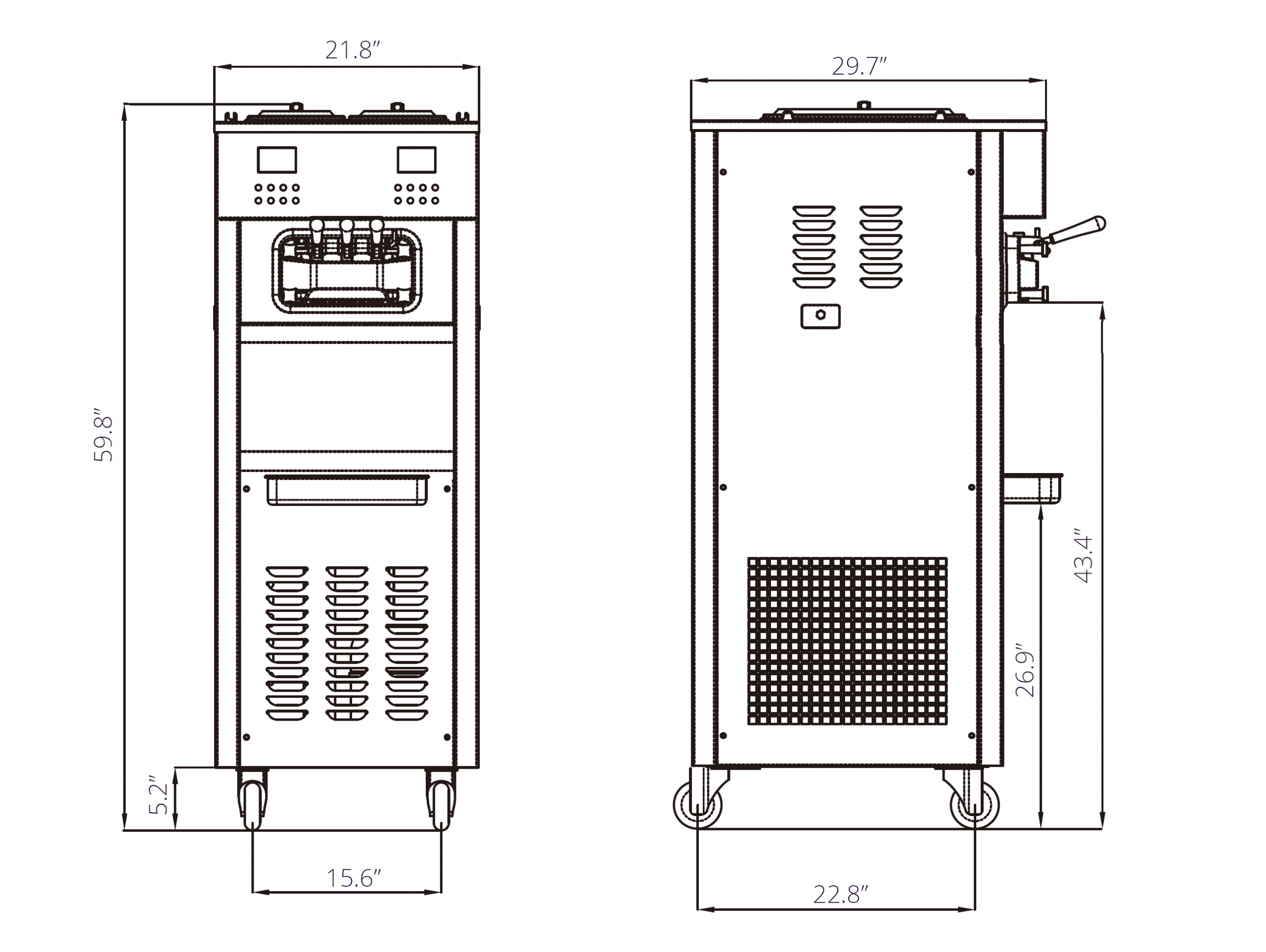 Acai Machine – AF20 dimensions and specifications — Acai and Ice Cream Machines by Cabrini Equipment