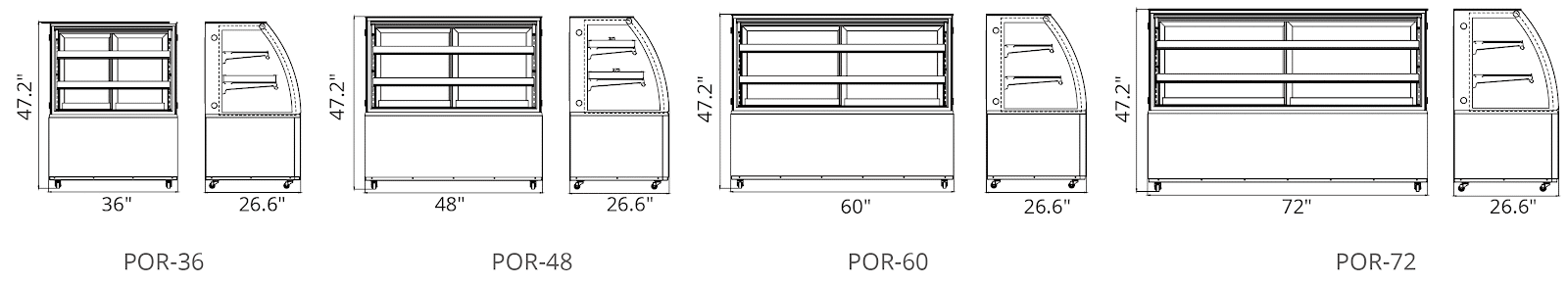Display Cases – Portland Series dimensions and specifications — Display Cases by Cabrini Equipment