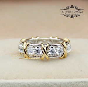 Damenring Ring 18K Weissgold/ gold plt rhod. Cubic Zirkonia AAA+ (Rundschliff) – Bild 3